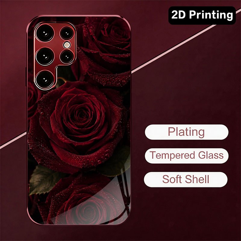 Glass phone case with dark red - đánh giá và giá Samsung Galaxy S24